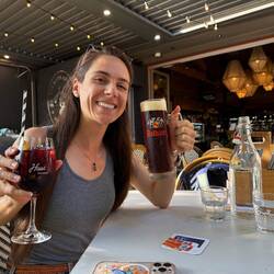 Chelsea showing off our dunkel and gluhwein