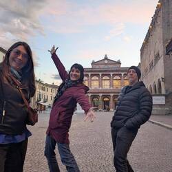 Deanne, Tara, and John posing for our next album.