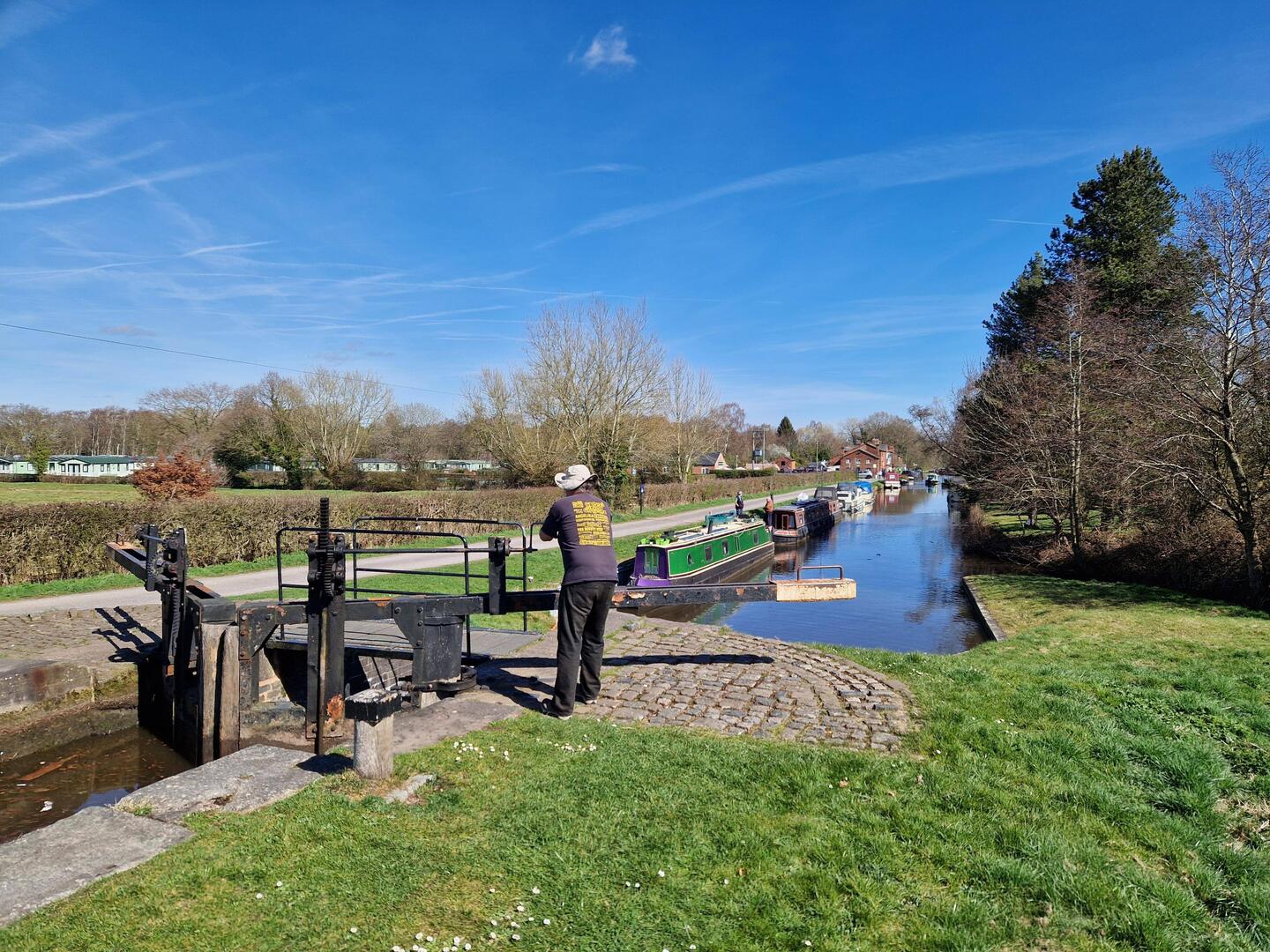 Working the first lock after Fradley Junction on the Trent and Mersey Canal