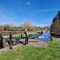 Working the first lock after Fradley Junction on the Trent and Mersey Canal