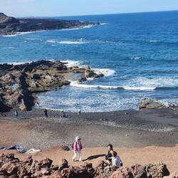 El Golfo, a striking black sand beach and volcanic landscape