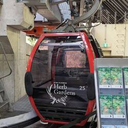 Cable car up to the Herb Garden.