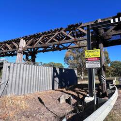 A decaying railway bridge over the floodplain