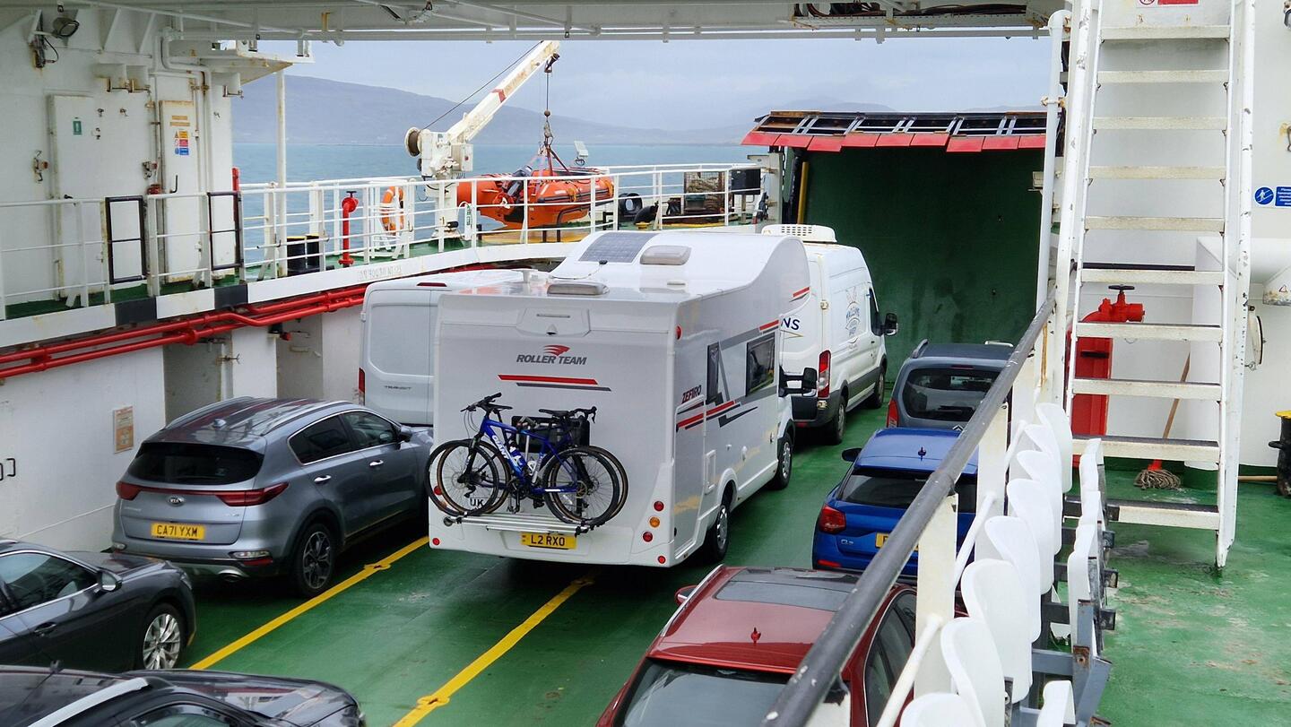 Motorhome on board Barra to Eriskay ferry