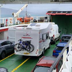Motorhome on board Barra to Eriskay ferry