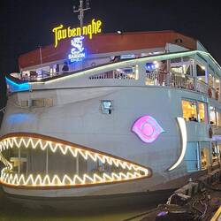 One of the dinner party boats along the dock.