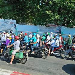 Motorbikes are the standard mode of transport for most residents.