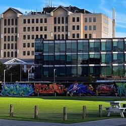 A fun wall of graffiti along parkside.