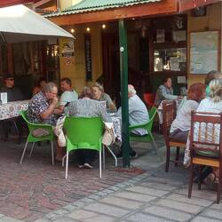 One of the local venues set up a street cafe for the evening with musician playing under the stars