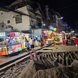 Night market road under construction