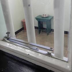 Nelson Mandella's cell, he slept on the floor but towards the end got a bed