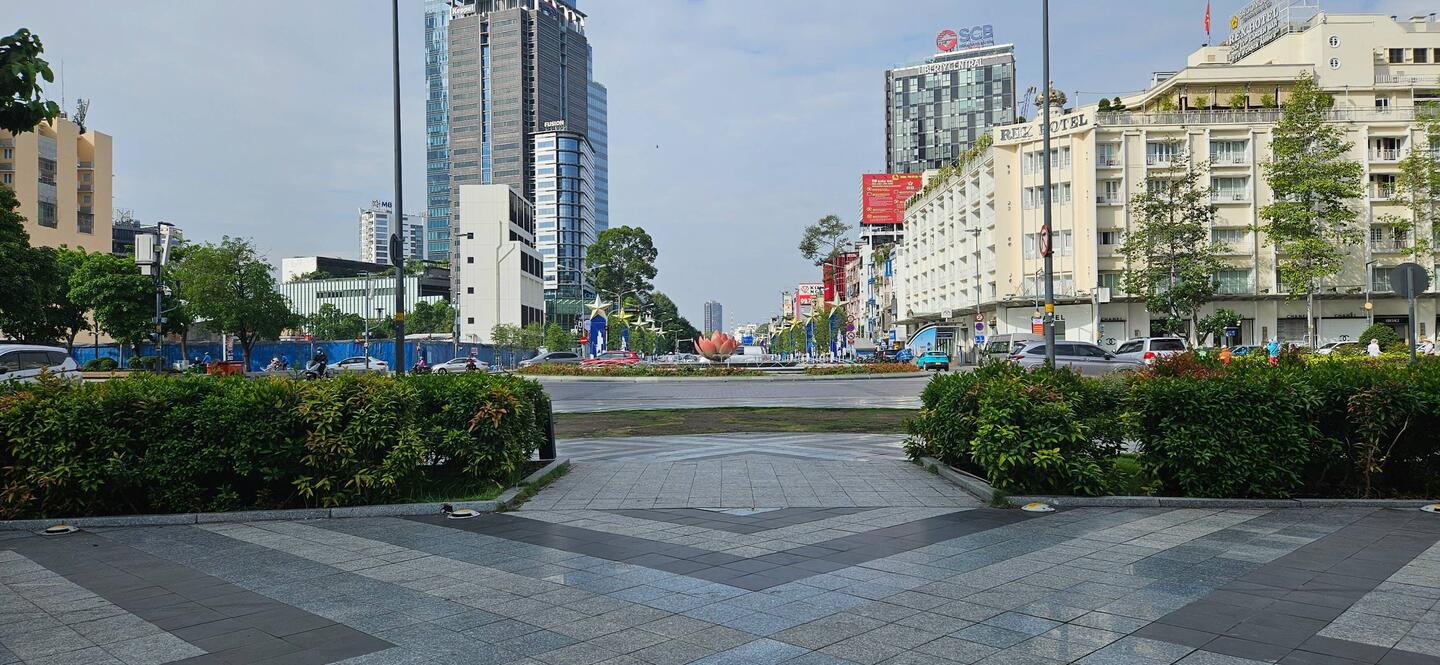 View down one of Ho Chi Minh City's wide boulevards.