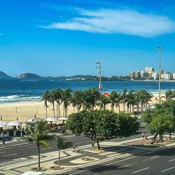 Our breakfast view of Copacabana beach