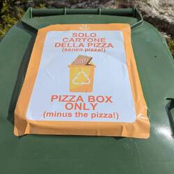Only in Italy. A separate garbage can' for pizza boxes.