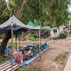 A stall selling some random power tools.