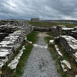 Church looking towards mainland & Camelot Castle Hotel built 1899
