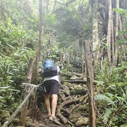Some spots were a bit challenging to navigate. Mark is actually coming down here (backwards).