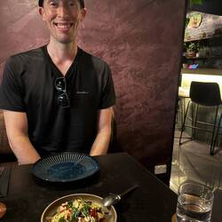 Chris has been in heaven with all the new foods to try!