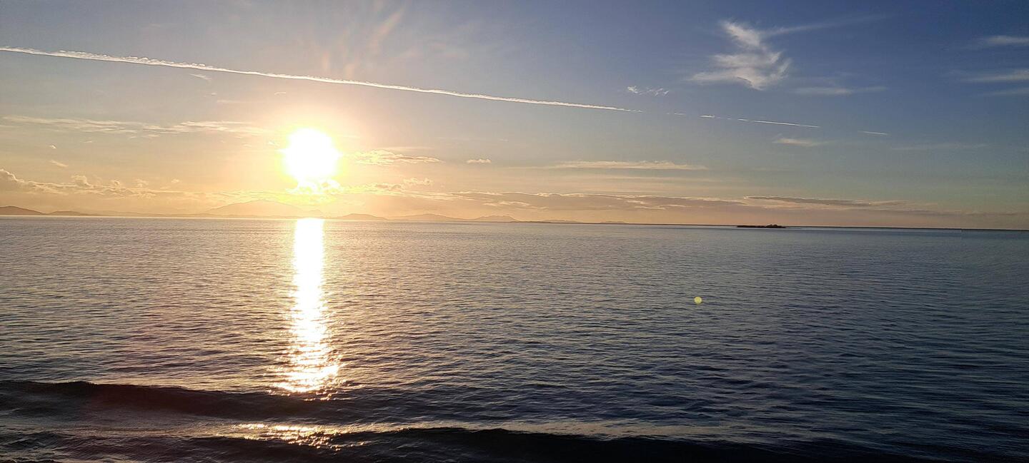 Sunrise approaching New Caledonia.