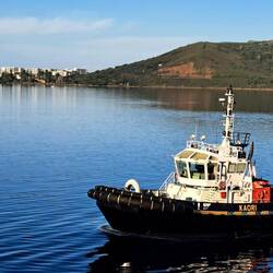 The Harbor Master approaching our ship.