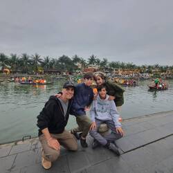 The crew in front of the lake in Hoi An.