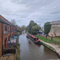 Rainboat moored in the distance