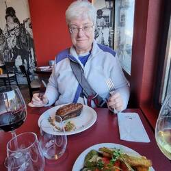 Angentino steak. Cooked to perfection! Wine is very nice as well.