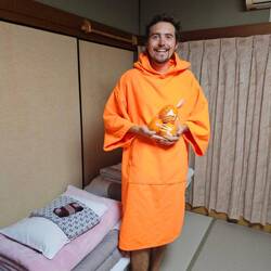 Conversion à la secte de la mandarine! 😂 Peignoir très pratique pour se baigner dehors au froid!