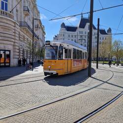 Die historische Straßenbahn der Linie 2.