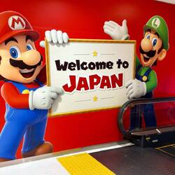 Greeted by Mario and Luigi, of course.