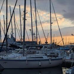 The harbor at sunset