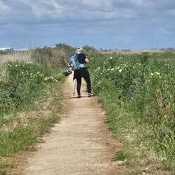 Jayme on the next long stretch through the fields
