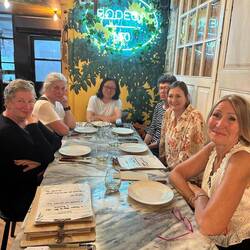 Jayme and I at dinner with the UK pilgrims