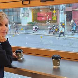 Our coffee spot was perfect for watching street life.