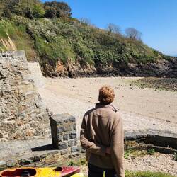 Graham looking out to the sea near the Fermain Tower and Beach Cafe