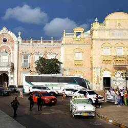 Colonial architecture in the old town of Cartagena.