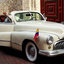 Wedding car: an old Buick limousine.