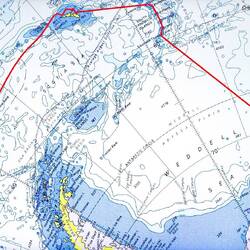 Navigational chart showing our arrival in Neuschwabenland and the Ekström Ice Shelf.