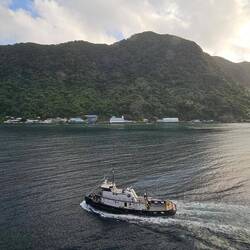 Arriving into port with the Harbor Master as an escort.