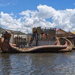 Traditional boat with puma head, now in use for tourism