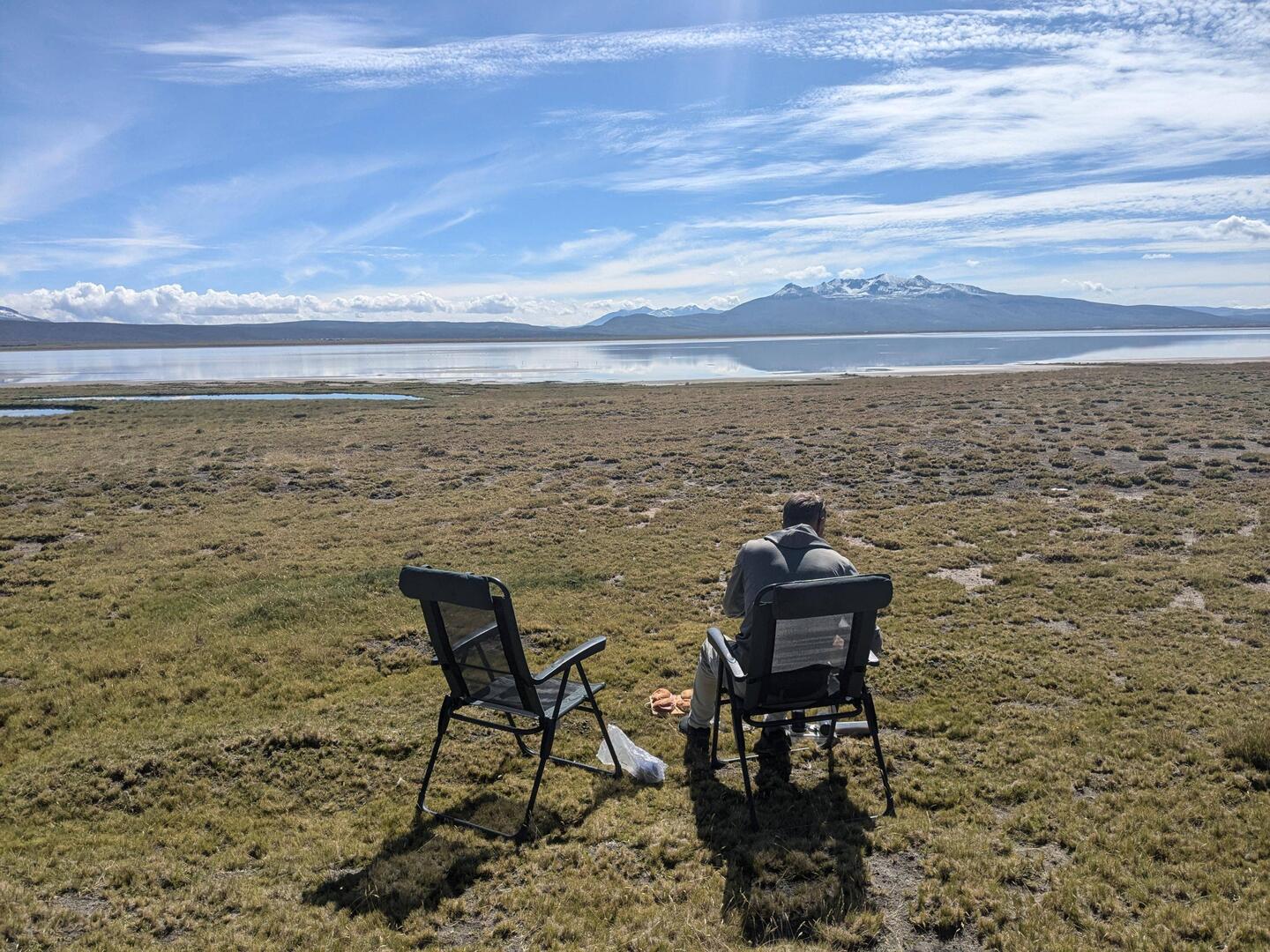 Morning coffee at the lake