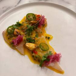 Hamachi crude with passion fruit - a little fishy