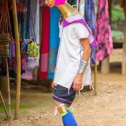 Eine der "Giraffenhalsfrauen" der Padaung