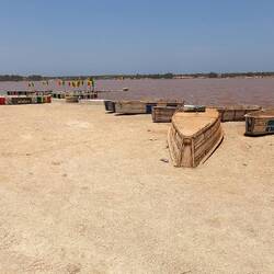 This is the Retba lake famouse for its pink hue slightly faded due to a heavy rainfall