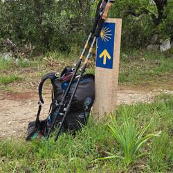 My pack and poles while I ate my ham and cheese sandwich for lunch