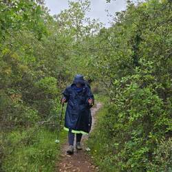 Jayme pushing through in the rain