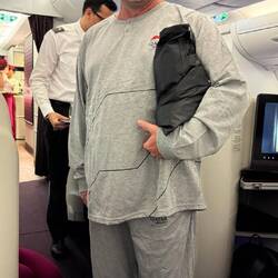 Andreas ist bereit für den langen Flug