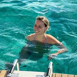 ein kleines Bad am Spätnachmittag vom Boot aus