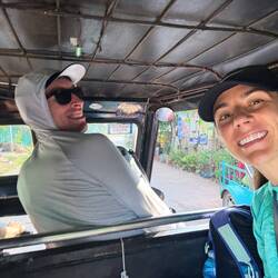 Enjoying our tricycle ride