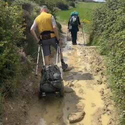 Guy had a trailer! Good if you have back issues I guess. Mud looked rough.